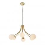 Bloom - Satin Brass 6 Light Pendant with White Glasses