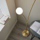 Endon-92219 - Bloom - Satin Brass 2 Light Floor Lamp with White Glass