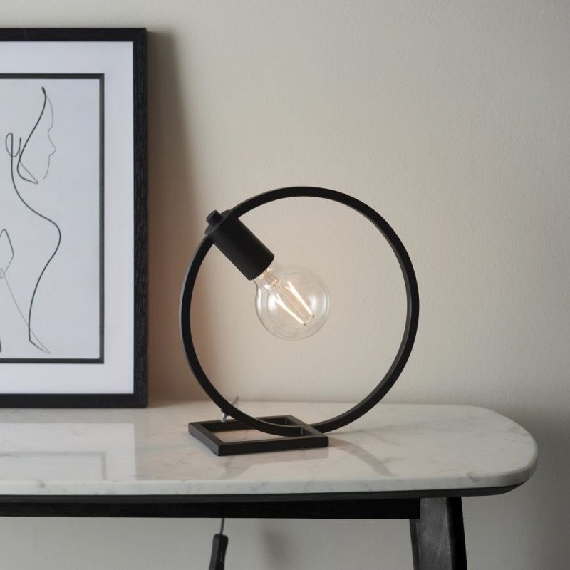 Endon-92222 - Shape Circle - Matt Black Circle Table Lamp