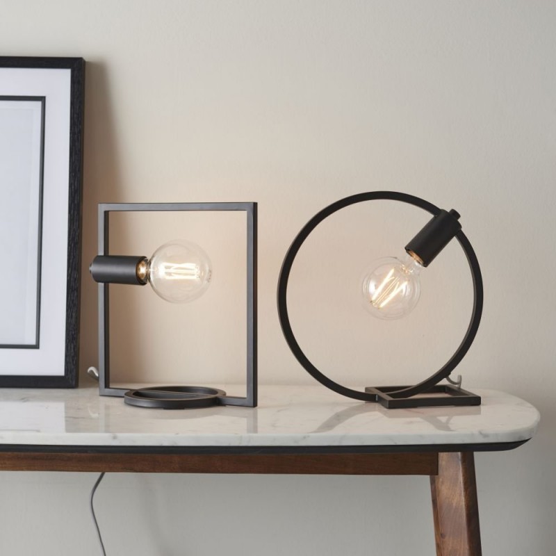 Endon-92224 - Shape Rectangle - Matt Black Rectangle Table Lamp