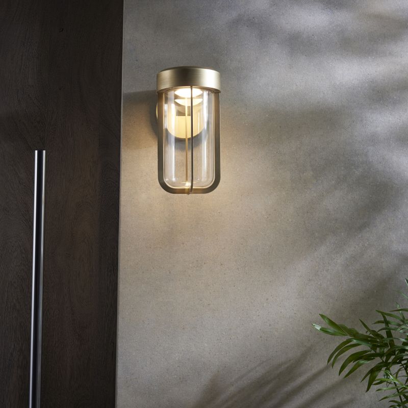 Ambience-92856 - Onix - Outdoor Brushed Gold LED Wall Lamp with Clear Glass