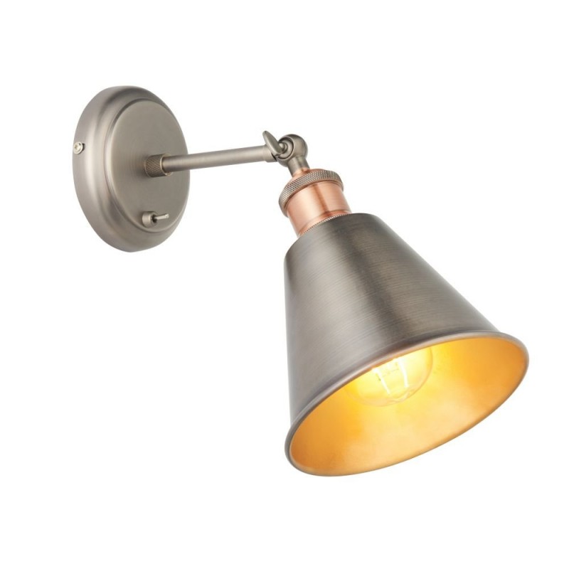 Endon-92866 - Hal - Aged pewter & Aged Copper Wall Lamp