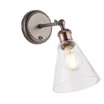 Hal - Aged pewter & Aged Copper Wall Lamp with Clear Glass  Hal - Aged pewter & Aged Copper Wall Lamp with Clear Glass