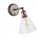 Hal - Aged pewter & Aged Copper Wall Lamp with Clear Glass  Hal - Aged pewter & Aged Copper Wall Lamp with Clear Glass