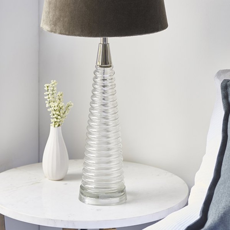 Table & Floor Lamp - Naia - Mocca Velvet & Clear Glass Table Lamp Endon-93113 - Naia - Mocca Velvet & Clear Glass Table Lamp