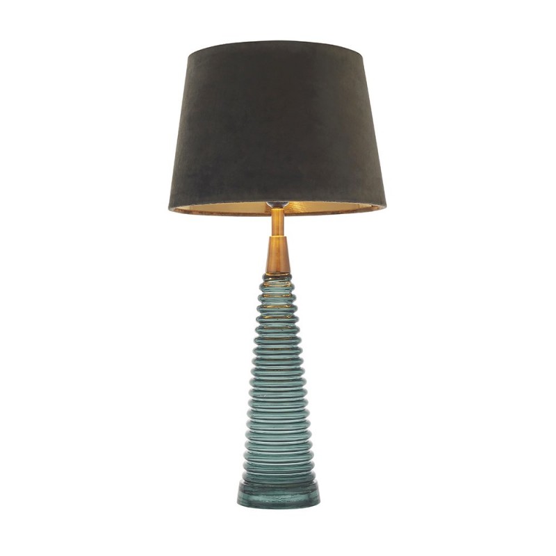 Endon-93114 - Naia - Mocca Velvet & Teal Glass Table Lamp