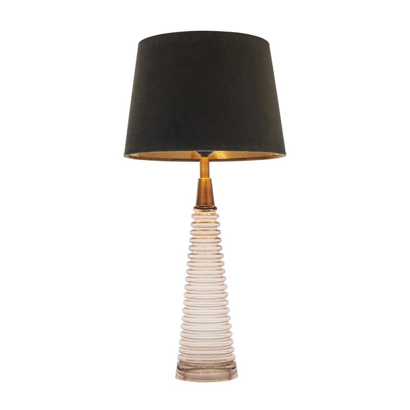 Table & Floor Lamp - Naia - Mocca Velvet & Rose Pink Glass Table Lamp Endon-93115 - Naia - Mocca Velvet & Rose Pink Glass Table Lamp