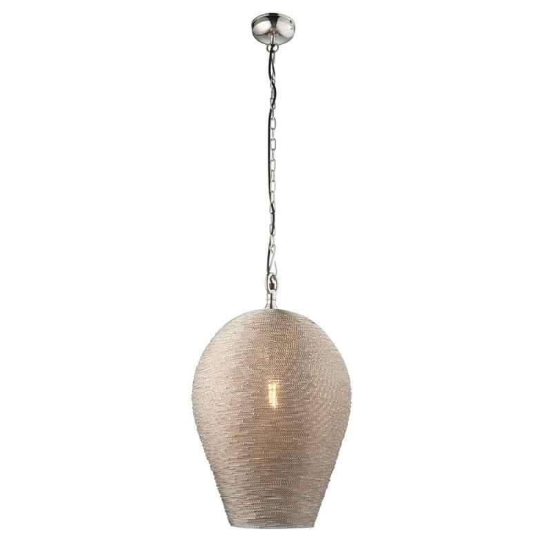Endon-93129 - Paresh - Polished Nickel Handmade Twisted Wire Pendant