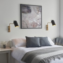 Navren - Black & Antique Brass Swing Arm Wall Lamp