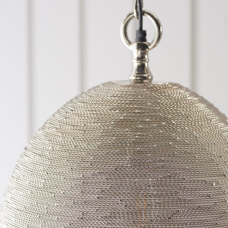 Ceiling Lights - Asha - Polished Nickel Handmade Twisted Wire Pendant Endon-93430 - Asha - Polished Nickel Handmade Twisted Wire Pendant