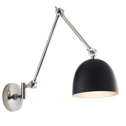 Lehal - Black & Polished Nickel Swing Arm Wall Lamp