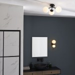 Pulsa - Bathroom Black 3 Light Ceiling Lamp with White Glasses Pulsa - Bathroom Black 3 Light Ceiling Lamp with White Glasses