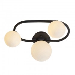 Pulsa - Bathroom Black 3 Light Flush with White Glasses Pulsa - Bathroom Black 3 Light Flush with White Glasses