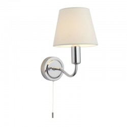 Conway - Bathroom Chrome Wall Lamp with Ivory Shade Conway - Bathroom Chrome Wall Lamp with Ivory Shade
