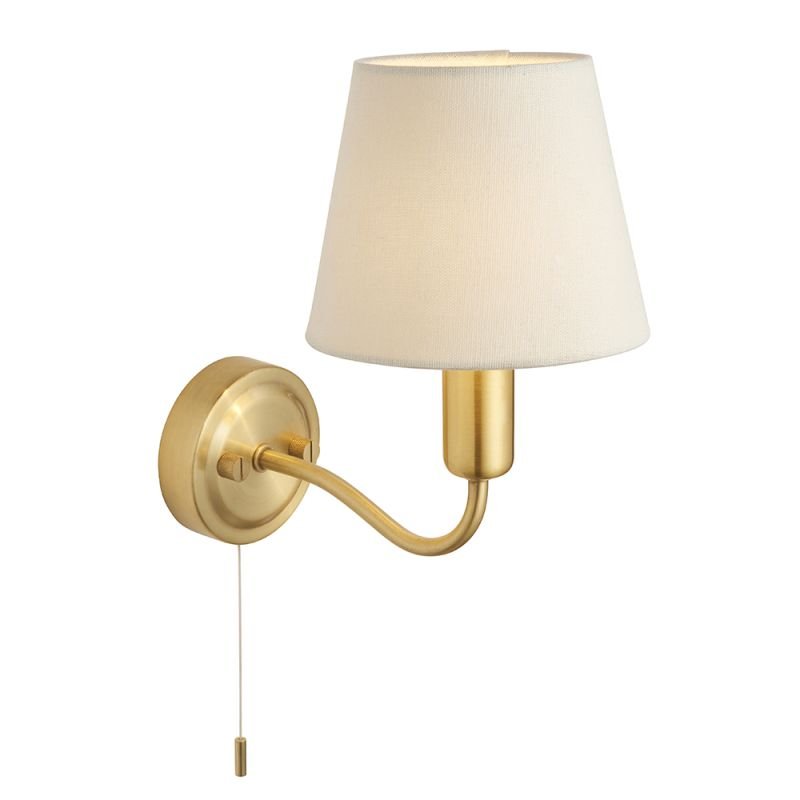 Endon-93852 - Conway - Bathroom Ivory Shade & Satin Gold Wall Lamp
