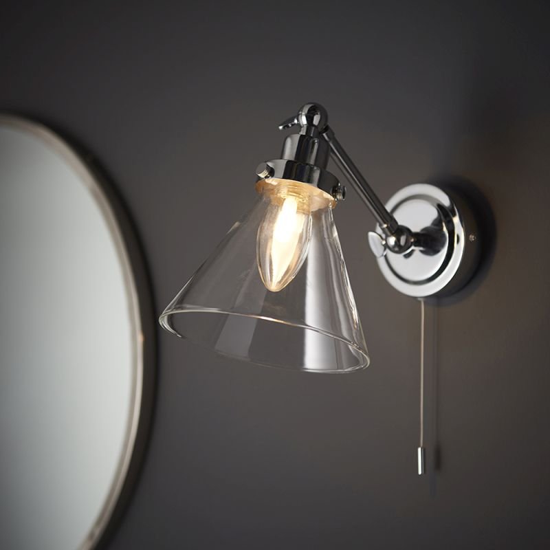 Endon-93853 - Faraday - Bathroom Clear Glass & Polished Chrome Wall Lamp