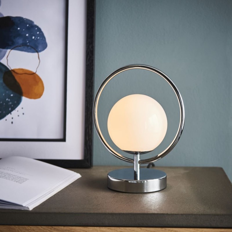 Table & Floor Lamp - Orb - Opal Glass & Chrome Table Lamp Endon-93900 - Orb - Opal Glass & Chrome Table Lamp