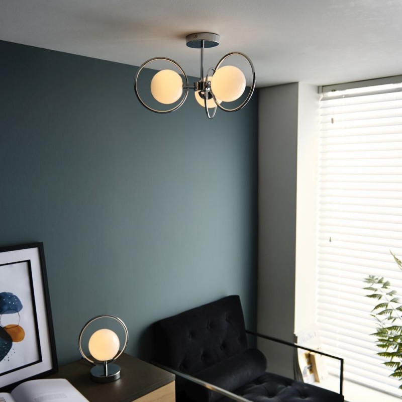 Table & Floor Lamp - Orb - Opal Glass & Chrome Table Lamp Endon-93900 - Orb - Opal Glass & Chrome Table Lamp