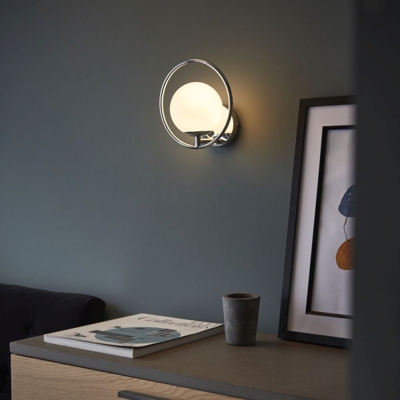 Endon-93901 - Orb - Opal Glass & Chrome Wall Lamp