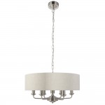 Highclere - Brushed Chrome 6 Light Pendant with Natural Linen Shade Highclere - Brushed Chrome 6 Light Pendant with Natural Linen Shade