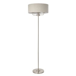 Highclere - Brushed Chrome 3 Light Floor Lamp with Natural Linen Shade Highclere - Brushed Chrome 3 Light Floor Lamp with Natural Linen Shade
