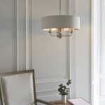 Highclere - Brushed Chrome 3 Light Pendant with Natural Linen Shade Highclere - Brushed Chrome 3 Light Pendant with Natural Linen Shade