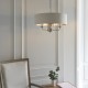 Endon-94361 - Highclere - Brushed Chrome 3 Light Pendant with Natural Linen Shade