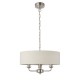 Endon-94361 - Highclere - Brushed Chrome 3 Light Pendant with Natural Linen Shade