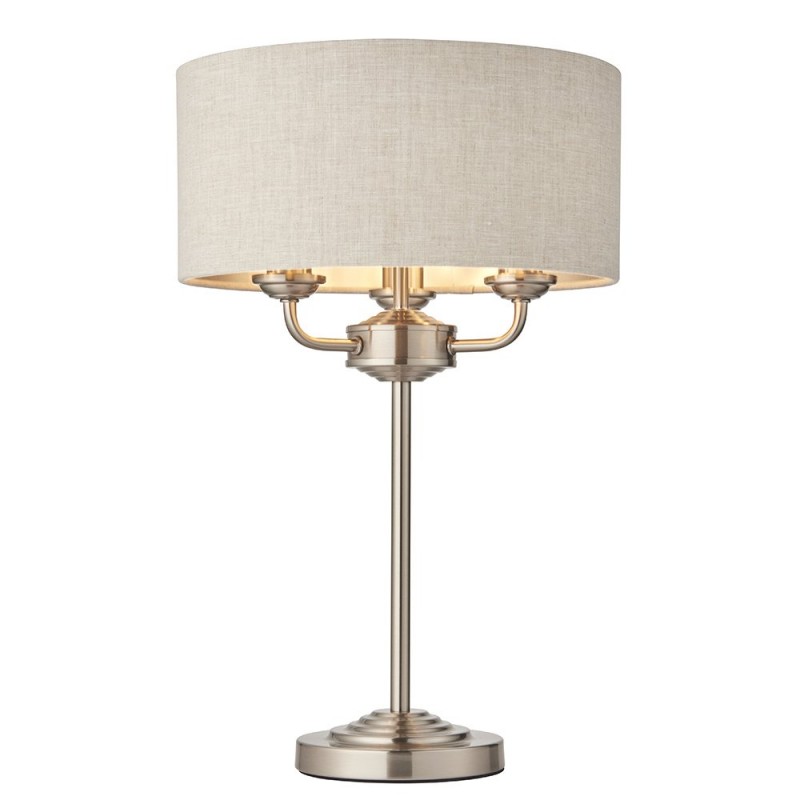 Endon-94369 - Highclere - Natural Linen & Brushed Chrome Table Lamp