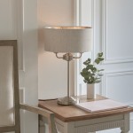 Highclere - Brushed Chrome Table Lamp with Natural Linen Shade Highclere - Brushed Chrome Table Lamp with Natural Linen Shade