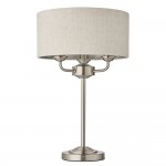 Highclere - Brushed Chrome Table Lamp with Natural Linen Shade Highclere - Brushed Chrome Table Lamp with Natural Linen Shade