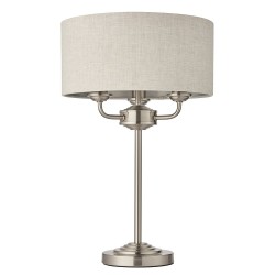 Highclere - Brushed Chrome Table Lamp with Natural Linen Shade Highclere - Brushed Chrome Table Lamp with Natural Linen Shade