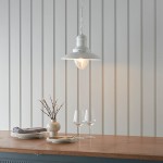 Polperro - Cream Gloss Pendant with Clear Glass