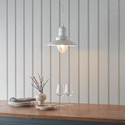 Polperro - Cream Gloss Pendant with Clear Glass