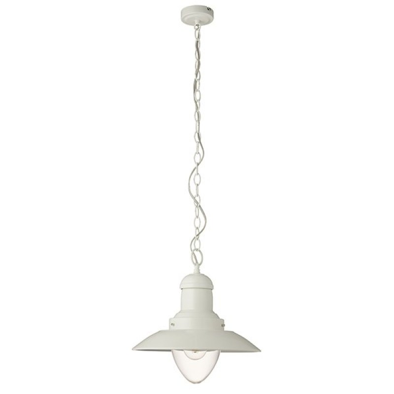 Ceiling Lights - Polperro - Cream Gloss & Clear Glass Single Pendant Endon-94371 - Polperro - Cream Gloss & Clear Glass Single Pendant