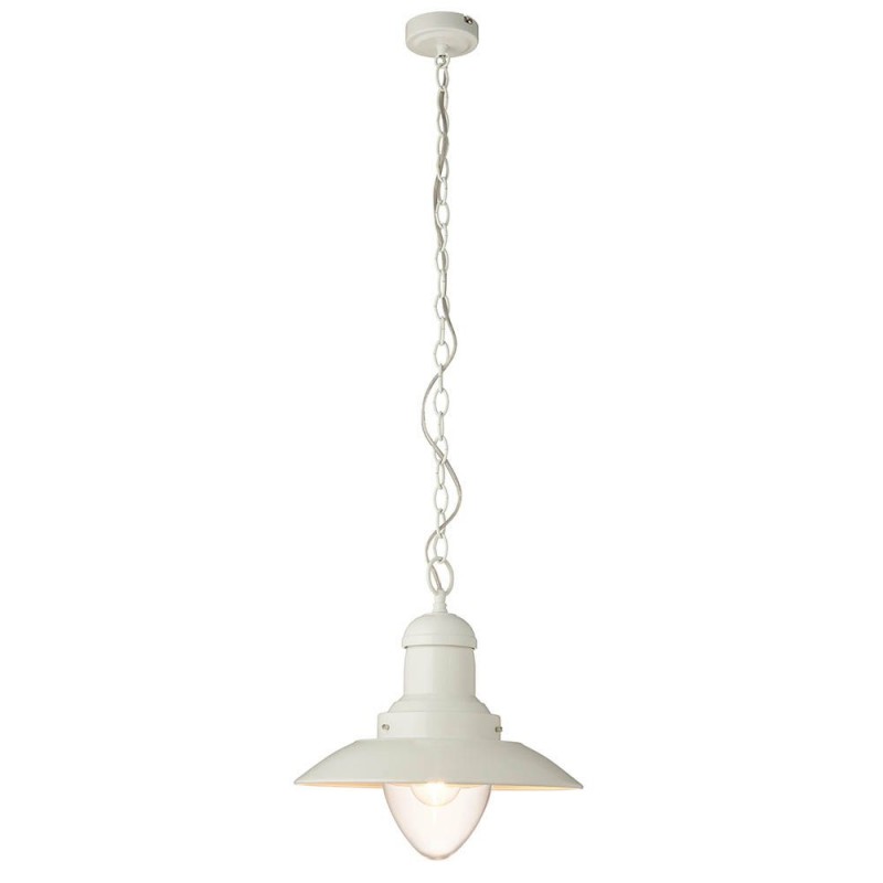 Endon-94371 - Polperro - Cream Gloss Pendant with Clear Glass