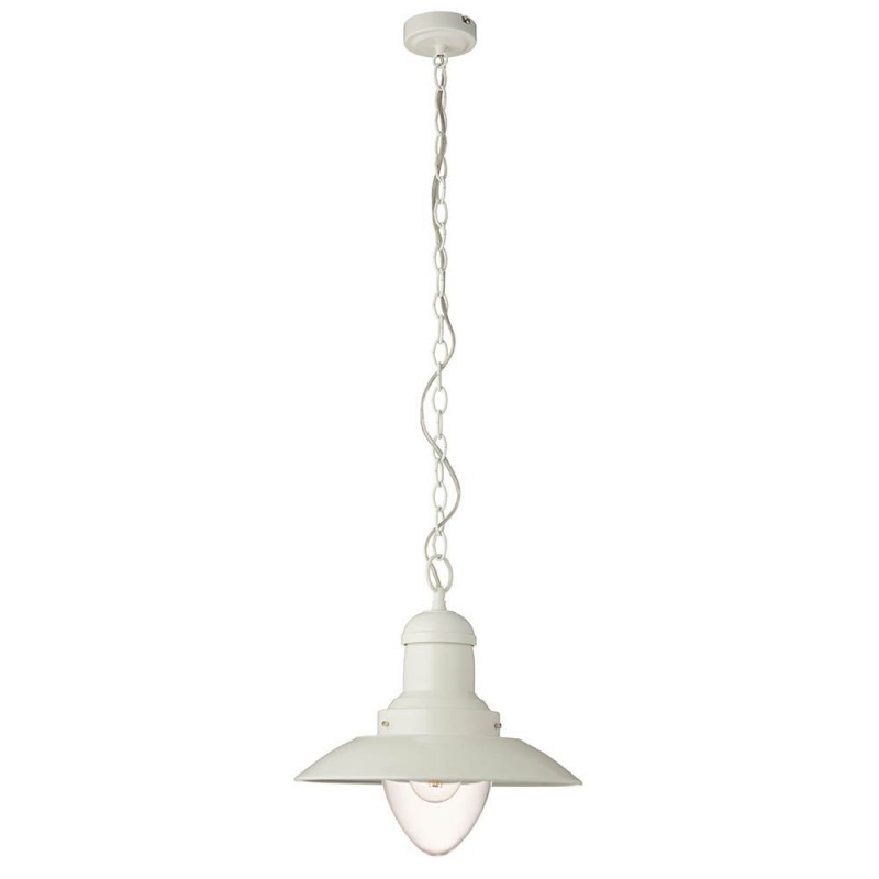 Endon-94371 - Polperro - Cream Gloss Pendant with Clear Glass