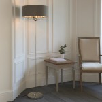 Highclere - Bright Nickel 3 Light Floor Lamp with Charcoal Linen Shade Highclere - Bright Nickel 3 Light Floor Lamp with Charcoal Linen Shade