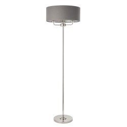 Highclere - Bright Nickel 3 Light Floor Lamp with Charcoal Linen Shade Highclere - Bright Nickel 3 Light Floor Lamp with Charcoal Linen Shade