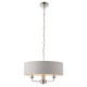 Ceiling Lights - Highclere - Silver Linen & Bright Nickel 3 Light Pendant Endon-94388 - Highclere - Silver Linen & Bright Nickel 3 Light Pendant