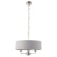 Ceiling Lights - Highclere - Silver Linen & Bright Nickel 3 Light Pendant Endon-94388 - Highclere - Silver Linen & Bright Nickel 3 Light Pendant