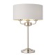 Table & Floor Lamp - Highclere - Silver Linen & Bright Nickel 3 Light Table Lamp Endon-94391 - Highclere - Silver Linen & Bright Nickel 3 Light Table Lamp