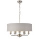 Ceiling Lights - Highclere - Silver Linen & Bright Nickel 6 Light Pendant Endon-94392 - Highclere - Silver Linen & Bright Nickel 6 Light Pendant