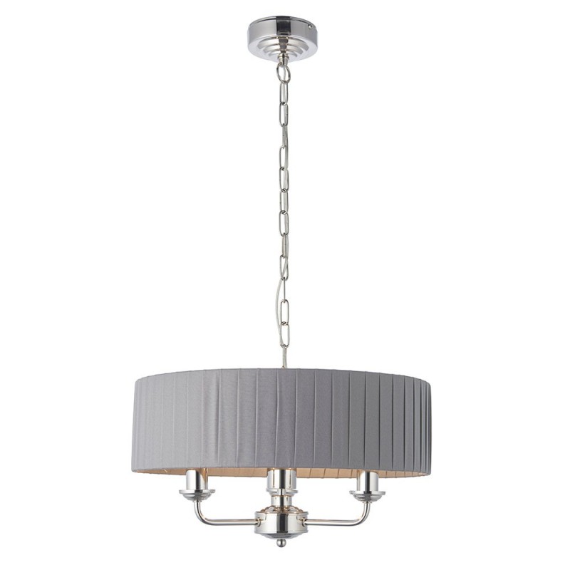 Endon-94394 - Highclere - Wrapped Charcoal & Bright Nickel 3 Light Pendant