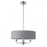 Highclere - Bright Nickel 3 Light Pendant with Wrapped Charcoal Shade Highclere - Bright Nickel 3 Light Pendant with Wrapped Charcoal Shade