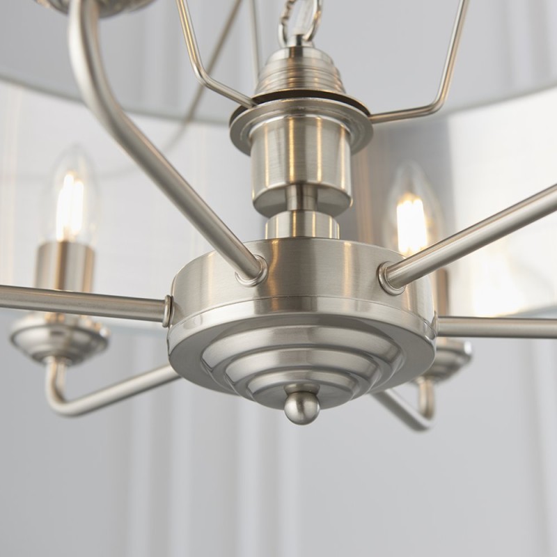 Ceiling Lights - Highclere - Duck Egg Linen & Brushed Chrome 6 Light Pendant Endon-94400 - Highclere - Duck Egg Linen & Brushed Chrome 6 Light Pendant