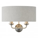 Highclere - Brushed Chrome Twin Wall Lamp with Natural Linen Shade Highclere - Brushed Chrome Twin Wall Lamp with Natural Linen Shade