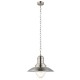 Ceiling Lights - Polperro - Antique Chrome & Clear Glass Single Pendant Endon-94404 - Polperro - Antique Chrome & Clear Glass Single Pendant