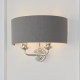Endon-94406 - Highclere - Charcoal Linen & Bright Nickel Twin Wall Lamp