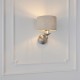 Wall Lights - Highclere - Natural Linen & Brushed Chrome Single Wall Lamp Endon-94407 - Highclere - Natural Linen & Brushed Chrome Single Wall Lamp